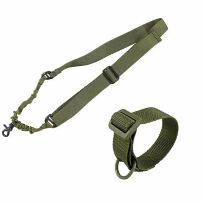 Tactical Single 1 Point Rifle Gun Sling Strap and D-Ring Buttstock Sling Adapter - Image 1 of 4