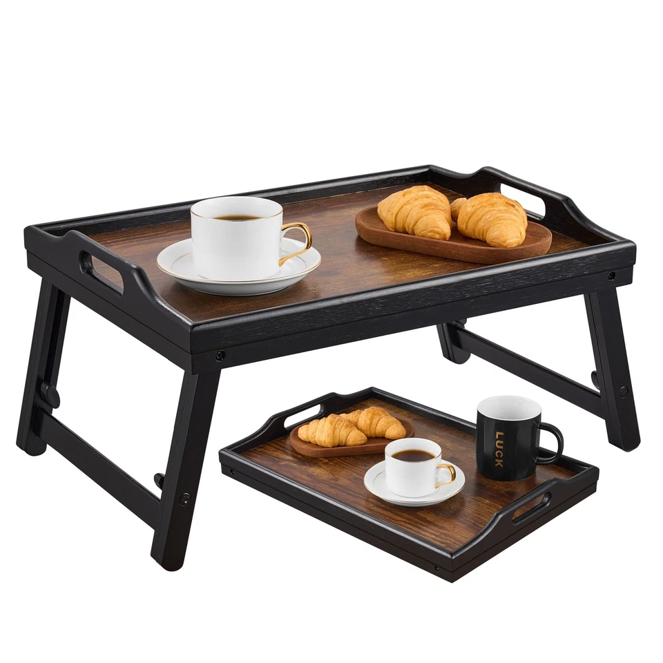 Klappbares Bambus Tablett höhenverstellbar für Bett und Sofa Frühstückstisch - Bild 1 von 4