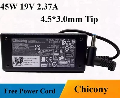Genuine Chicony 45W 19V 2.37A Adapter A045R093P A18-045N2A 4.5*3.0mm Charger - Image 1 of 4