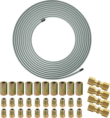 Kit Tubo Freno 3/16" 10 M Con Raccordi per Set Di Tubi Freno Automobilistici (Ki - Immagine 1 di 4
