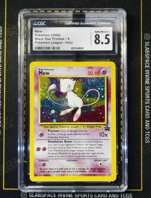 2000 POKEMON LEAGUE #9 BLACK STAR PROMO MEW HOLO SWIRL  CGC 8.5 - Image 1 of 2