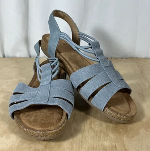 Earth Origins Women’s 6W Leather Suede Sling Back Sandals Laney Blue NWOT - Picture 1 of 10