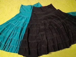 Vintage Boho Peasant Hippie Skirt Cordoroy Multitiered Ruffle Sz S - Picture 1 of 7