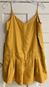RAG & BONE Yellow Gold Amber 100% SILK ROMPER Size 0 - Picture 1 of 10