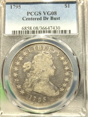 1795 DRAPED BUST SILVER DOLLAR - CENTER DR BUST - PCGS VG08 EARLY DOLLAR!! - Image 1 of 4