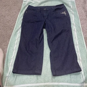 Basic Editions Capri Beaded Embroidered Blue Jeans Size 12 - Picture 1 of 9