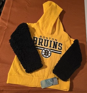 NWT NHL Boston Bruins Sweatshirt Hoodie  Faux Sherpa Size Toddler 3 - Picture 1 of 3