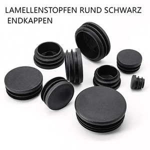 Rund Schwarz Endkappen Rohrstopfen Kappen Rohrkappen Stopfen Lamellenstopfen - Picture 1 of 49