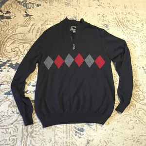 Lyle & Scott Scotlane Mens Sweater Argyle 100% Combed Cotton Size L - Picture 1 of 5