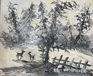 MORRIS KATZ Original Ölgemälde signiert Landschaft 24x20 - Bild 1 von 5