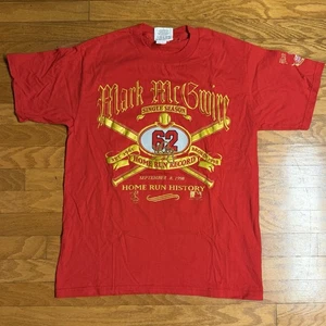 Camiseta rara de colección LEE Mark McGwire #62 temporada única récord de jonrones 1998 años 90 M - Imagen 1 de 6