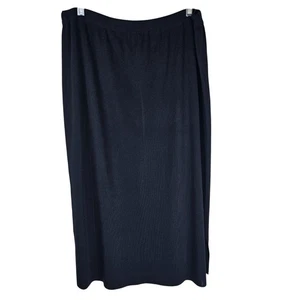 Ming Wang Black Midi Skirt XL Pull On Stretch Travel Office Capsule Side Slit - Picture 1 of 8