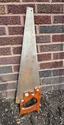 Sierra de mano vintage Nicholson 26" mango de madera rojo afilado Foto 1 de 4