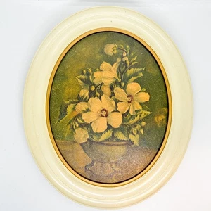 Vintage ovale Gräfin Zichy Blumenmalve weiße Malven Stillleben New York - Bild 1 von 4