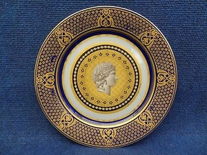 SEVRES PLATE NEO CLASSICAL BUSTE IN IMITATION PEARL ROUNDEL TRELLISWORK RIM 1861 - Picture 1 of 12