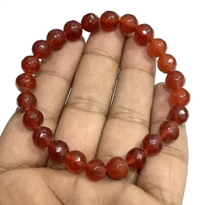 AAA Red Onyx Gemstone Bracelet 8 mm Crystals Faceted Beaded Stretch Bracelets - Picture 1 of 5