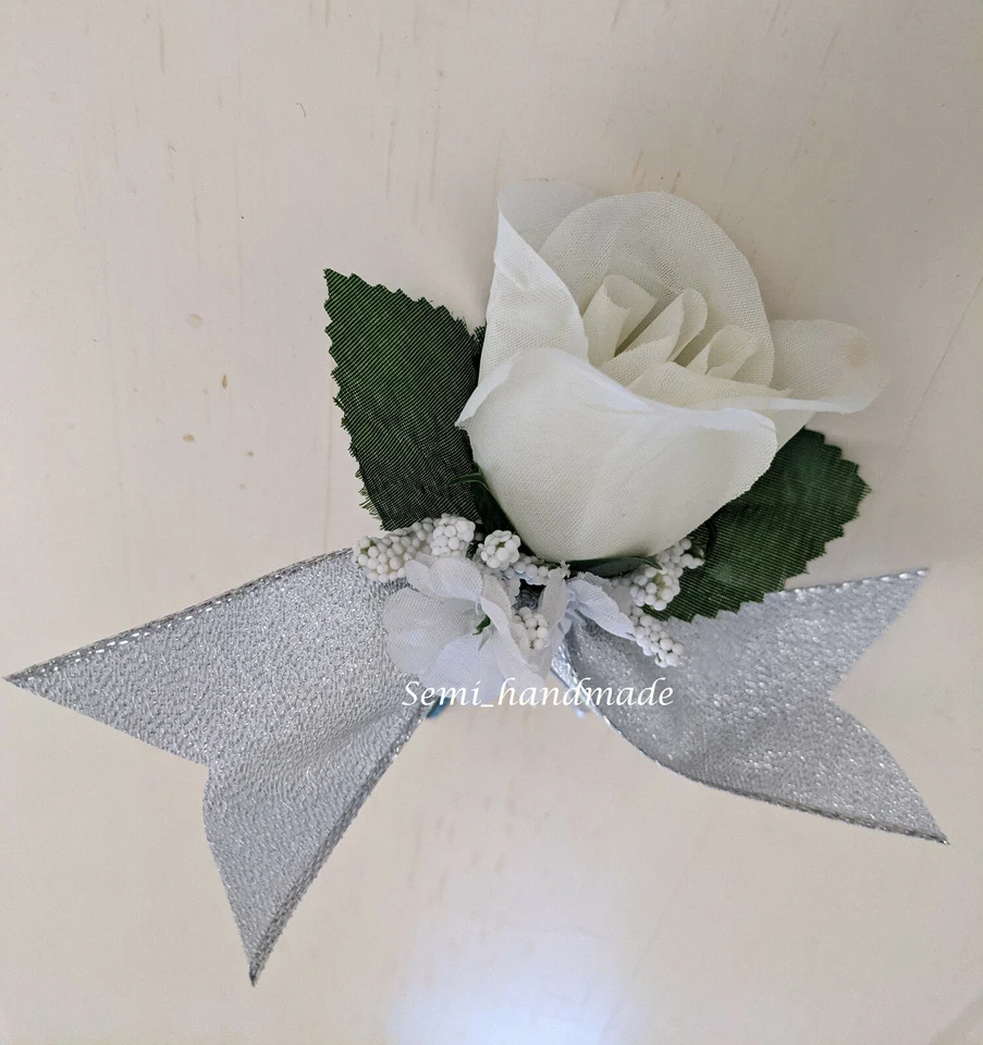 Aniversario de boda de plata ~ marfil ~ rosa Boutonniere Foto 1 de 1