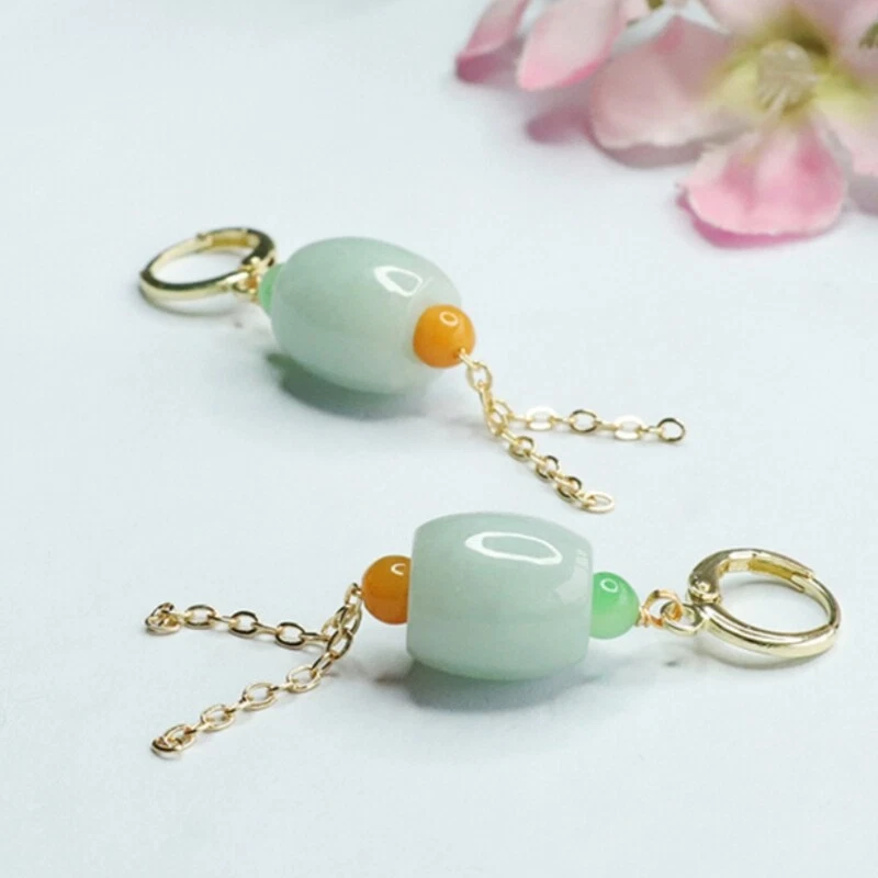 Pendientes de jadeíta de jade A verde genuino natural de 13x12 mm 路路通 Foto 1 de 1