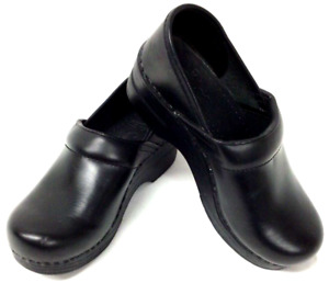 Women's 35 Shoes Professional Nursing Clogs Slip On Black Leather Wedge