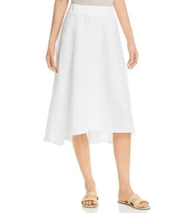 DREI PUNKTE langer Damenrock A-Linie weiß 100 % Leinen elastische Taille Größe XL - Bild 1 von 5