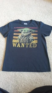 Star Wars Shirt Men's Medium Black Solid Short Sleeve Grogu Baby Yoda Wanted - Picture 1 of 4