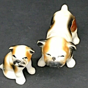 English Bulldog Puppy Bone China Miniature Japan Vintage Estate Dog Figurines - Picture 1 of 10