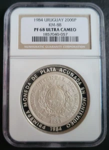 *NGC ERROR LABEL* RARE Pattern 1984 Uruguay Silver 2000P Pn-A118 PF68 Mintage 40 - Picture 1 of 4