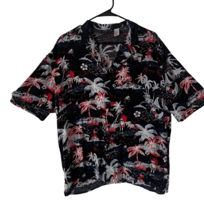 Pre Owned Men's Divided by H&M Surfing Santa Christmas Button Up Shirt Surf's Up - Image 1 of 4