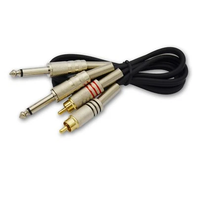 1/4 TS to RCA cable audio Dual RCA to 6.35mm Mono plug,3ft - Image 1 of 4