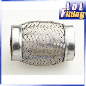 3" Exhaust Flex Pipe 4" Length Stainless Steel Coupling Interlock - Picture 1 of 5