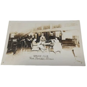 US Army Fort Sheridan IL Service Club Souvenir RPPC Real Photo Postcard WW2 1945 - Picture 1 of 2
