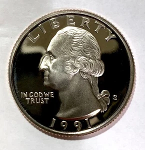 Washington Quarter 1991-S EE. UU. 25C como nuevo a prueba - Imagen 1 de 2