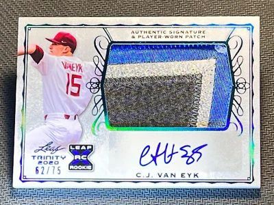 2020 Leaf Trinity ROOKIE WORN PATCH AUTO C.J. Van Eyk 62/75 - Image 1 of 4