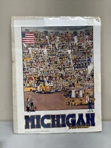 Vintage 1986 Michigan Wolverines Basketball John Holladay 18 x 24 Cartoon Poster - Picture 1 of 11