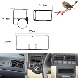 3Pcs Carbon Fiber Air Vent Outlet Cover Trim For Volkswage VW Golf MK4 1999-04 - Picture 1 of 12