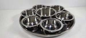 Bandeja y platos/tazones de acero inoxidable de 31 cm - especias, encurtidos, etc. - 6+1 platos - Imagen 1 de 11