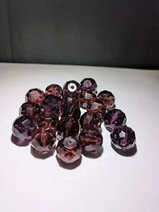 VTG LOT of 20 PURPLE GLASS BALLS CHANDELIER FACETED JEWELRY PART PRISM LAMP 3/4" - Picture 1 of 9