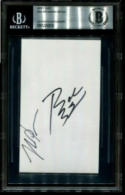 TENNIS LEGENDS MIKE & BOB BRYAN signed autographed INDEX CARD BECKETT (BAS) - Image 1 of 2