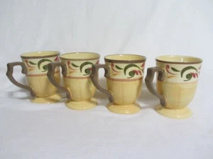 GIBSON GRES CAFÉ TÉ 4 TAZAS ALTAS TAZAS PARQUE PATRIMONIO PINTADO A MANO - Imagen 1 de 3