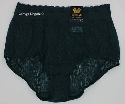 NWT Wacoal 870405 "Halo Lace" Full Brief Stretch Lace Panty, Dark Teal (305) - Image 1 of 4