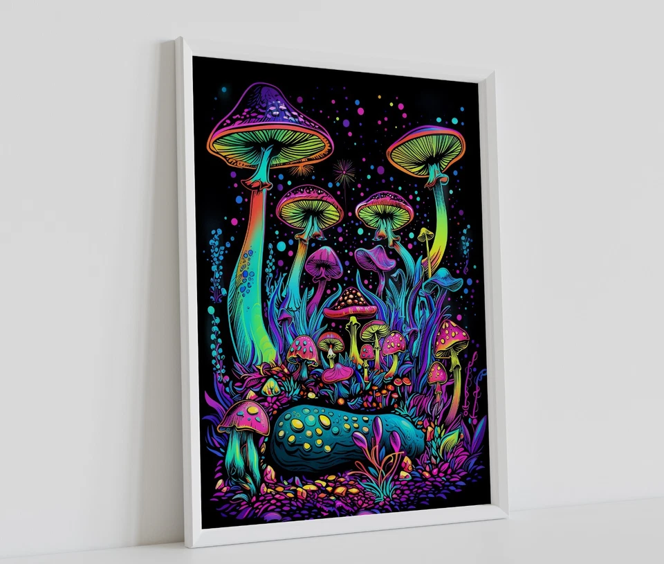 TRIPPY MAGIC MUSHROOM POSTER PRINT PSYCHEDELIC ACID WALL ART -SIZE A4 A3 A2 A1 - Image 1 of 1