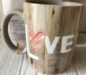 Rustic Love Coffee Mug Craft Collective New in Box 14 oz. Pink Brown White - Imagen 1 de 6