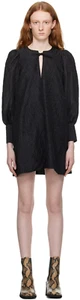 $375 GANNI Jacquard Organza Mini Dress | Black | Size 34 - Picture 1 of 20
