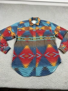 VINTAGE Woolrich Shirt Mens M Red Flannel Soutwestern Aztec Navajo Colorful USA - Picture 1 of 15