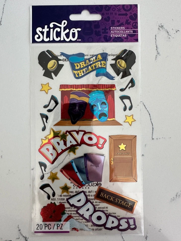 EK Success Sticko Stickers "Drama Theater" 20 Pc #52-00726 Scrapbooking Crafts