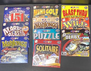 eGames SET OF 10 Games PC CD XP - 8 Sealed in Paper Sleeve, 2 In Opened Sleeves - Picture 1 of 2