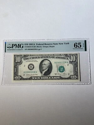 US Currency Federal Reserve Note New York $10 1981A - Image 1 of 2