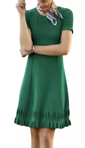 Anthropologie Maeve Sweater Dress Green Promenade Classic Retro Crochet - Picture 1 of 7