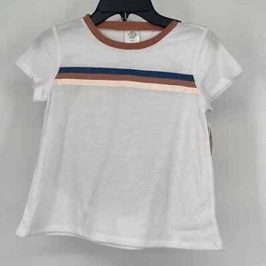 Treasure & Bond Kids 2Pc White Retro Stripes Sleepwear Set Brown Size S 7/8 NWT - Picture 1 of 4