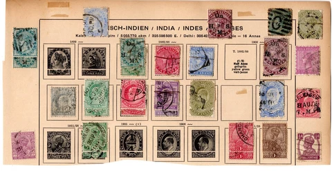 Stamp Collection- India on vintage album page remnants C584) Cover
